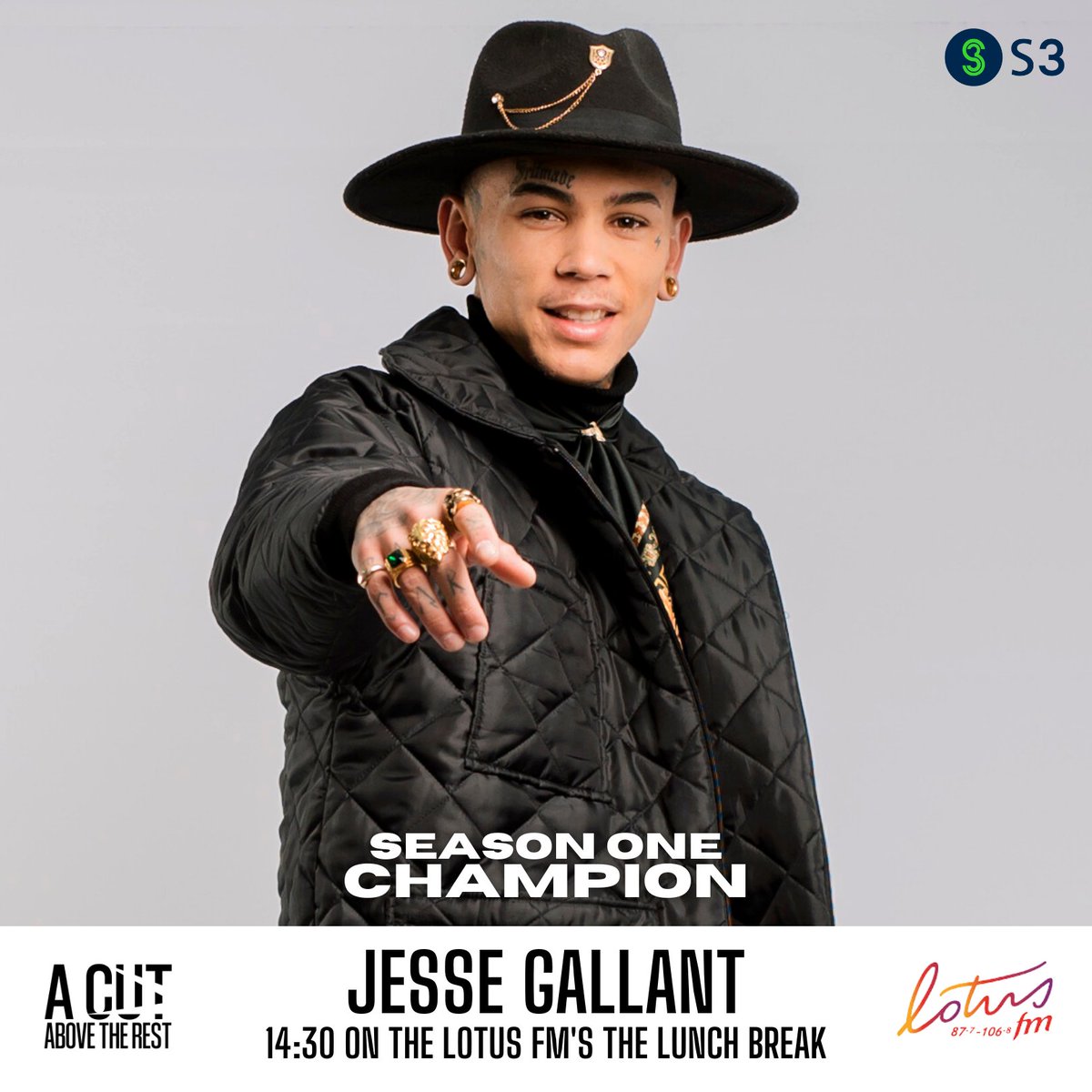 With his last night's win on <a href="/SABC3/">S3</a> only hours ago, he's found himself booked &amp; busy already!

Jesse Gallant will be on-air with our friends over at <a href="/5FM/">5FM</a>, at 12h30, and <a href="/Lotusfm/">@LotusFM</a>, at 14h30, for his first interviews as #ACutAboveTheRest's Season 1 Champion!⭐️