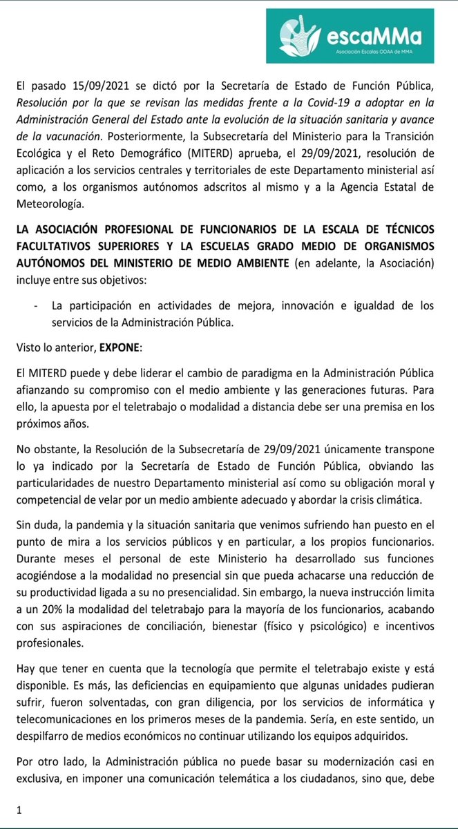EscalasMMA's tweet photo. #ESCAMMA a favor del #teletrabajo
🤝Por objetivos
🫂Garantizando servicio al ciudadano
⌛A petición del #funcionario y reversible
👉Criterios homogéneos para #funcionarios con funciones y medios equivalentes para evitar #desigualdad

Recordamos escrito remitido a @mitecogob ⬇️ https://t.co/Itciii4Kkg