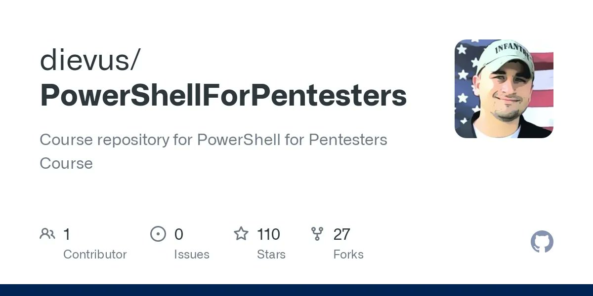 CyberWarship's tweet image. PowerShellForPentesters: Course repository for PowerShell for Pentesters Course

#infosec #pentest #redteam
github.com/dievus/PowerSh…