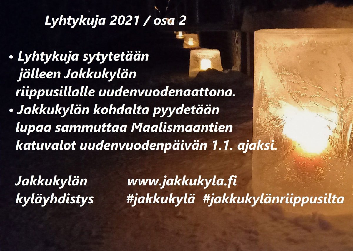 HannuKaisto's tweet image. Jäälyhty -show Jakkukylässä jatkuu.
Uudeksi vuodeksi syttyy noin 600 lyhtyä.

jakkukyla.fi
#Jakkukylä #Iinkunta #riippusilta