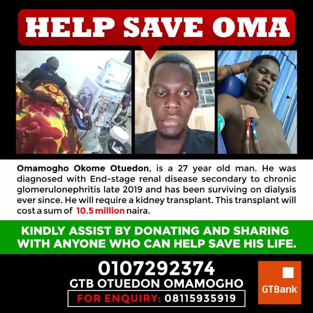 jokotoyetobi's tweet photo. Please Rt when you see this nothing is to small to help @rated_klothings who's been battling with end stage renal disease and is in need of 10m for a kidney transplant...
Our donations would go a long way to save Oma.. #HelpSaveOma
Donation: https://t.co/EP3cE4vHgm https://t.co/VD268MmMHF