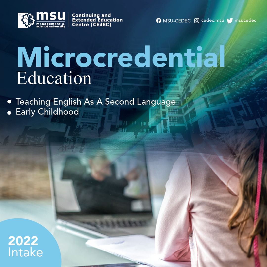 MSUmalaysia's tweet photo. #MSUcedec offers Microcredential in Education programme this December.
Are you passionate about studying Education in a flexible mode? You might have to try this!
DM us to know more.
#MSUmalaysia
@msucedec https://t.co/jK2D3q3Pkl
