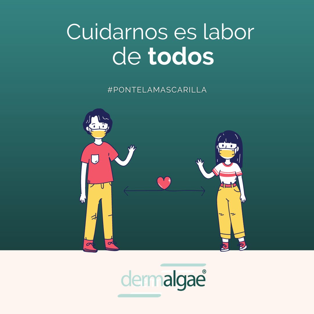 dermalgae's tweet image. ¡Buenos días!
En estos momentos, cuidarnos es labor de TODOS 😊
Por eso... ¡Ponte la mascarilla! 😷
dermalgae.com