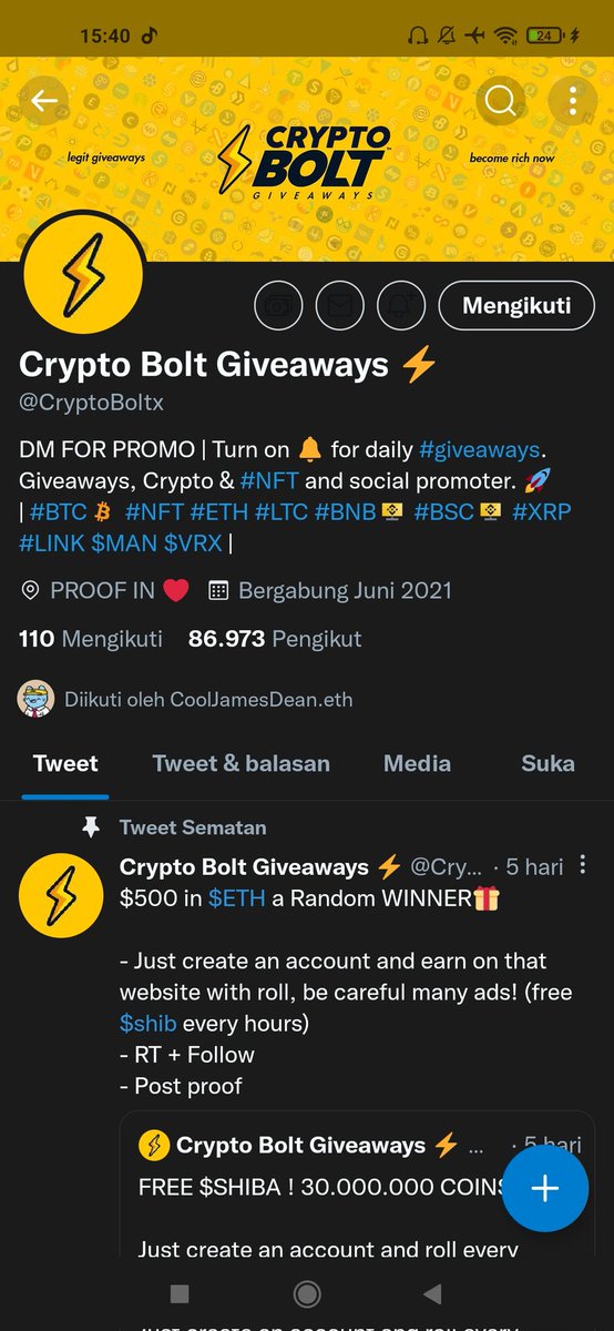 DennisMinanda's tweet photo. @CryptoBoltx done ✅ https://t.co/zlq92wxo3m