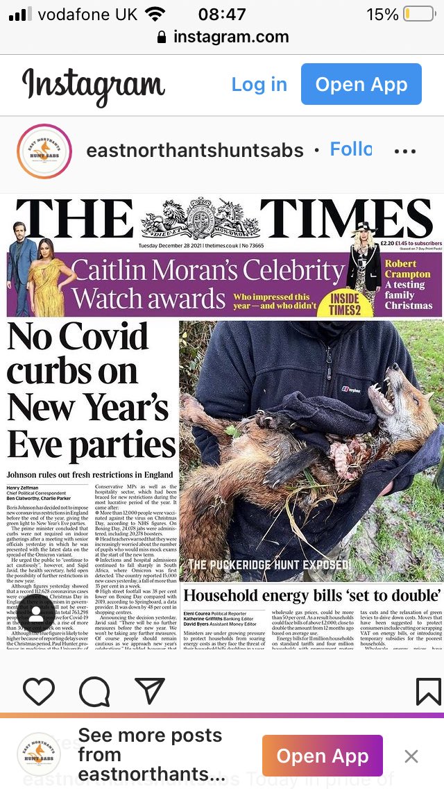 On left the Times front page today on the right what the Times front page should actually be <a href="/thetimes/">The Times and The Sunday Times</a> <a href="/ZacGoldsmith/">Zac Goldsmith</a> <a href="/BorisJohnson/">Boris Johnson</a> <a href="/Keir_Starmer/">Keir Starmer</a> <a href="/TVKev/">Kevin O'Sullivan</a> <a href="/LeagueACS/">League Against Cruel Sports</a> <a href="/ChrisGPackham/">Chris Packham</a> <a href="/HuntSabs/">Hunt Saboteurs Association</a>
