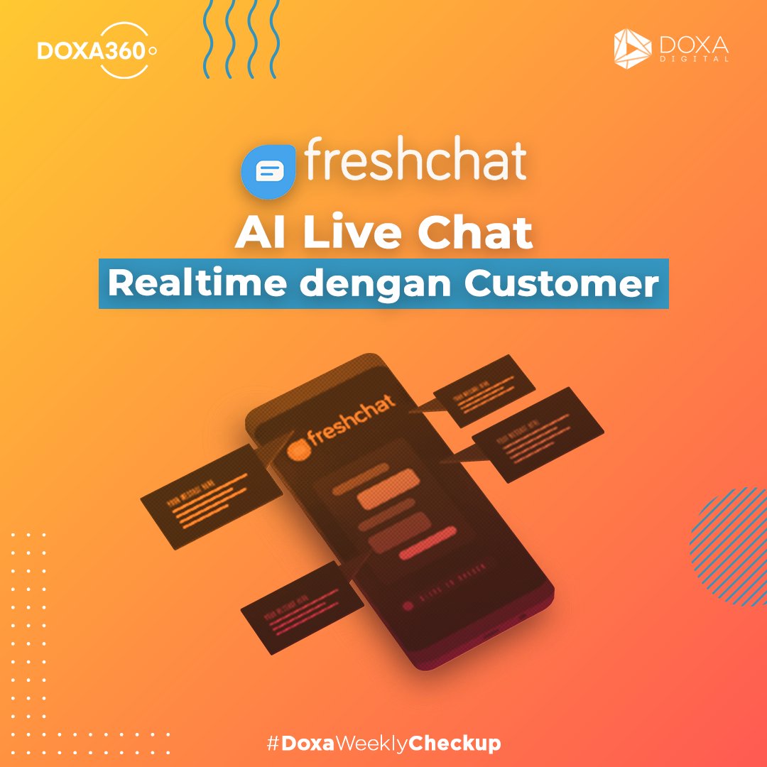 doxateam's tweet photo. Jika ingin customer Anda semakin nyaman, hadirkan Freshchat pada bisnis Anda. Kelebihan live chat Freshchat tidak hanya didukung oleh bot berbasis AI tetapi juga dapat membuat customer Anda menghubungi Anda.

#doxadigital #doxaweeklycheckup #doxawalkthetalk #digitalmarketing https://t.co/hq0jroZOjS