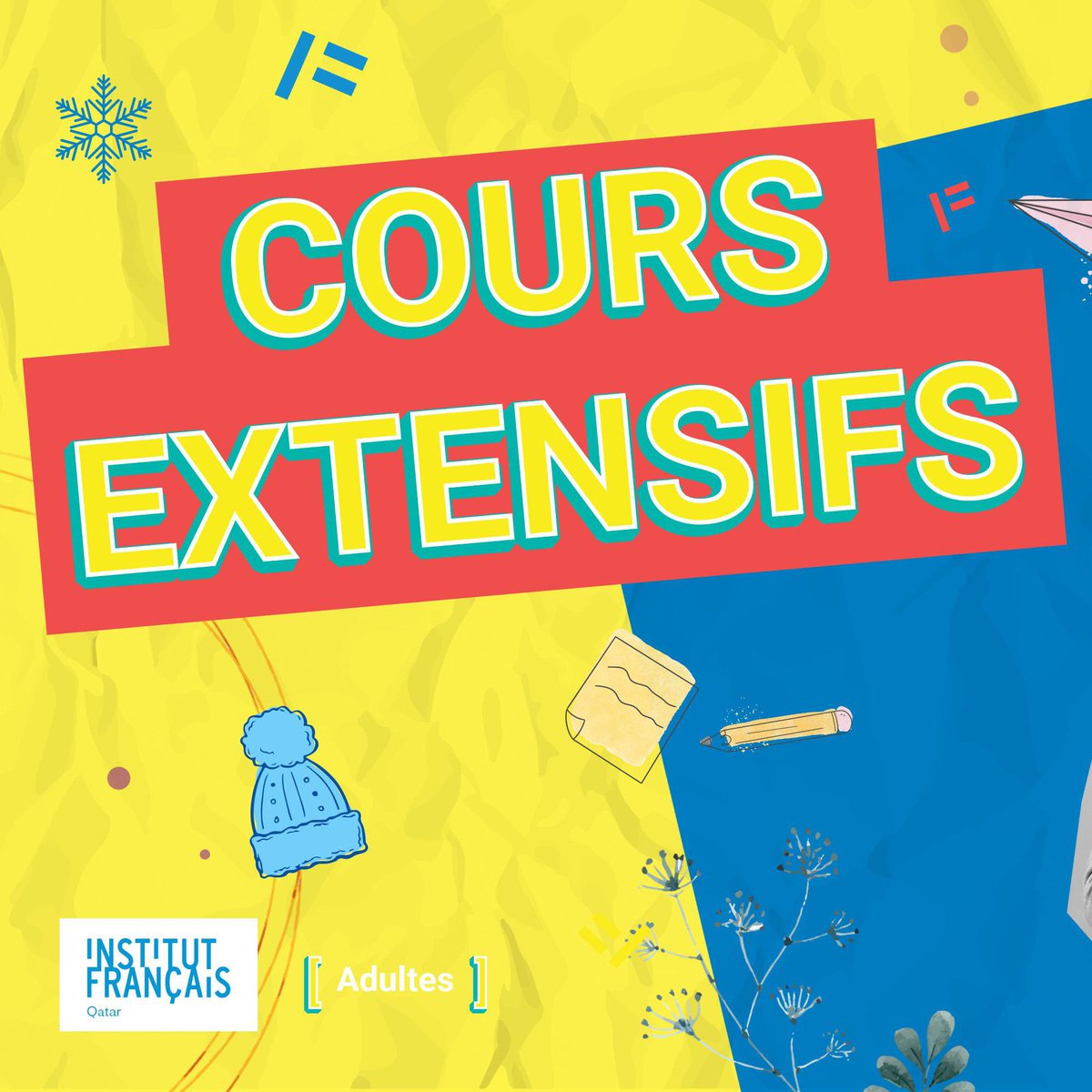 ifqdoha's tweet photo. The registrations to the winter term 2022 extensive courses for adults are opened!
Get -10% on re-registration!
Register now !
Whatsapp: 31680085
Mail: info@if-qatar.com
.
#doha #frenchlanguagelearning #learningfrench #mydoha https://t.co/wCdNacWnqL
