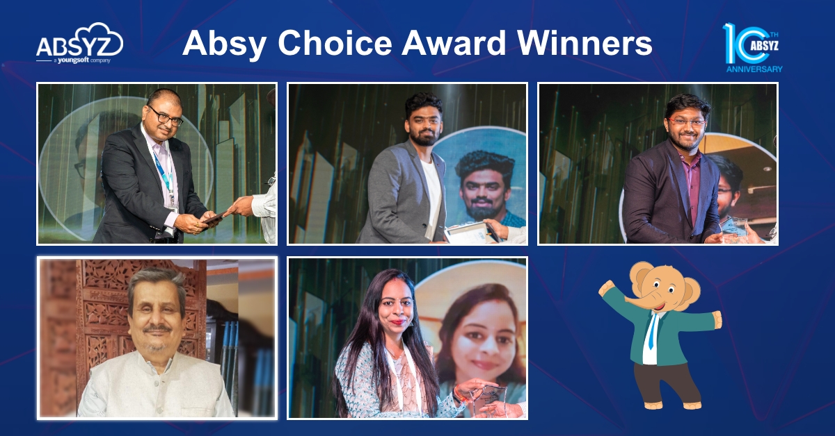 absyz's tweet photo. Congratulations to Absy Choice Award Winners. These influential performers have gone to great lengths in putting #processes together. They create a strong perception of the company and dominate success and progress. They have an enduring presence also. #lifeatabsyz #Absy #cloud https://t.co/kXIsvrWOuD