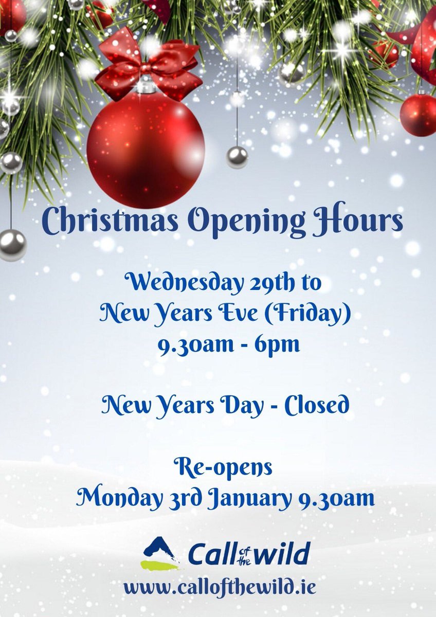 Christmas & New Year opening times 🎄