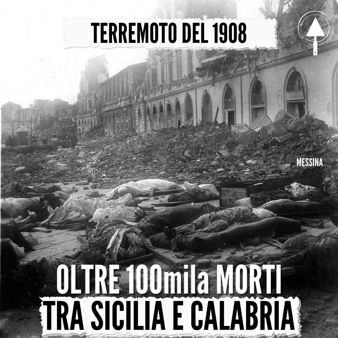 Archeo_Me's tweet photo. 🗓 #ACCADDEOGGI - #Terremotodel1908

👉🏻 Alle ore 5:20:27 del 28 dicembre #1908 e con una durata di 37 secondi, il sisma distrusse #Messina e #ReggioCalabria.

🌊 I superstiti, rifugiatisi in spiaggia, furono travolti da un #maremoto: oltre 100k le vittime complessive.

#ArcheoMe https://t.co/gVrOOlKS5A
