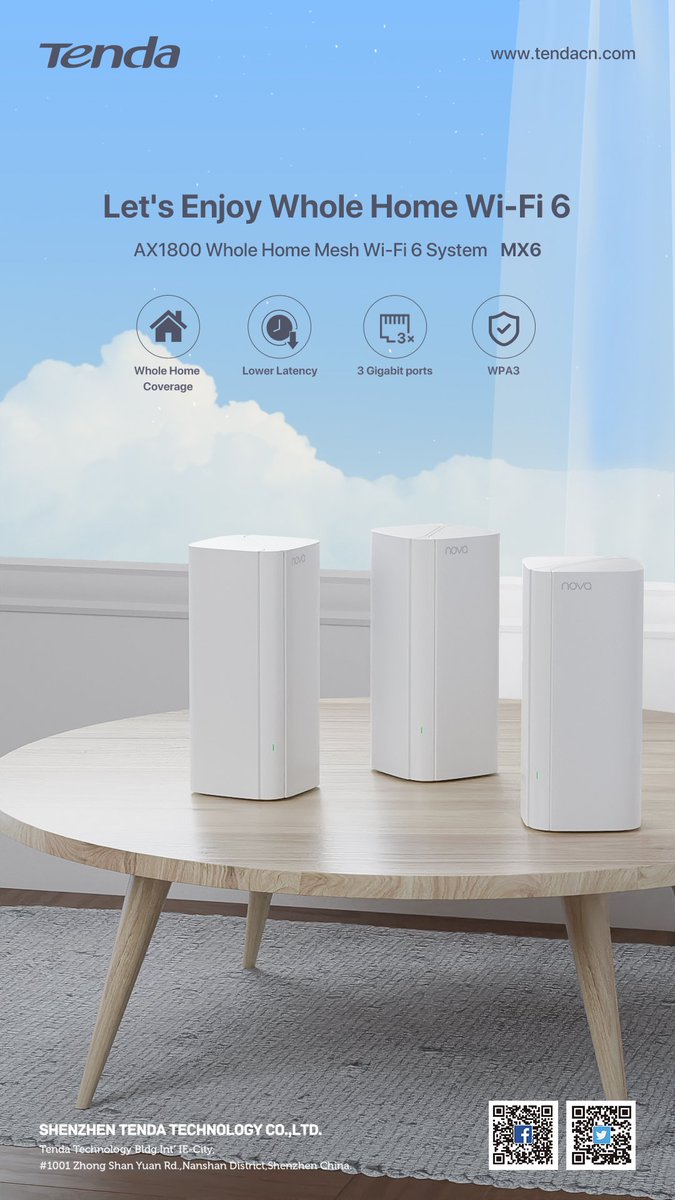 tendaoffcial's tweet image. Struggling to find a perfect home Wi-Fi solution before 2022? Bring home the world&apos;s most powerful Wi-Fi with Tenda MX6 Wi-Fi 6 Mesh System for the new year.  Check out the details for more information: tendacn.com/product/MX6.ht…
#tendatechnology #WIFI #newyear2022 #WIFIMESH