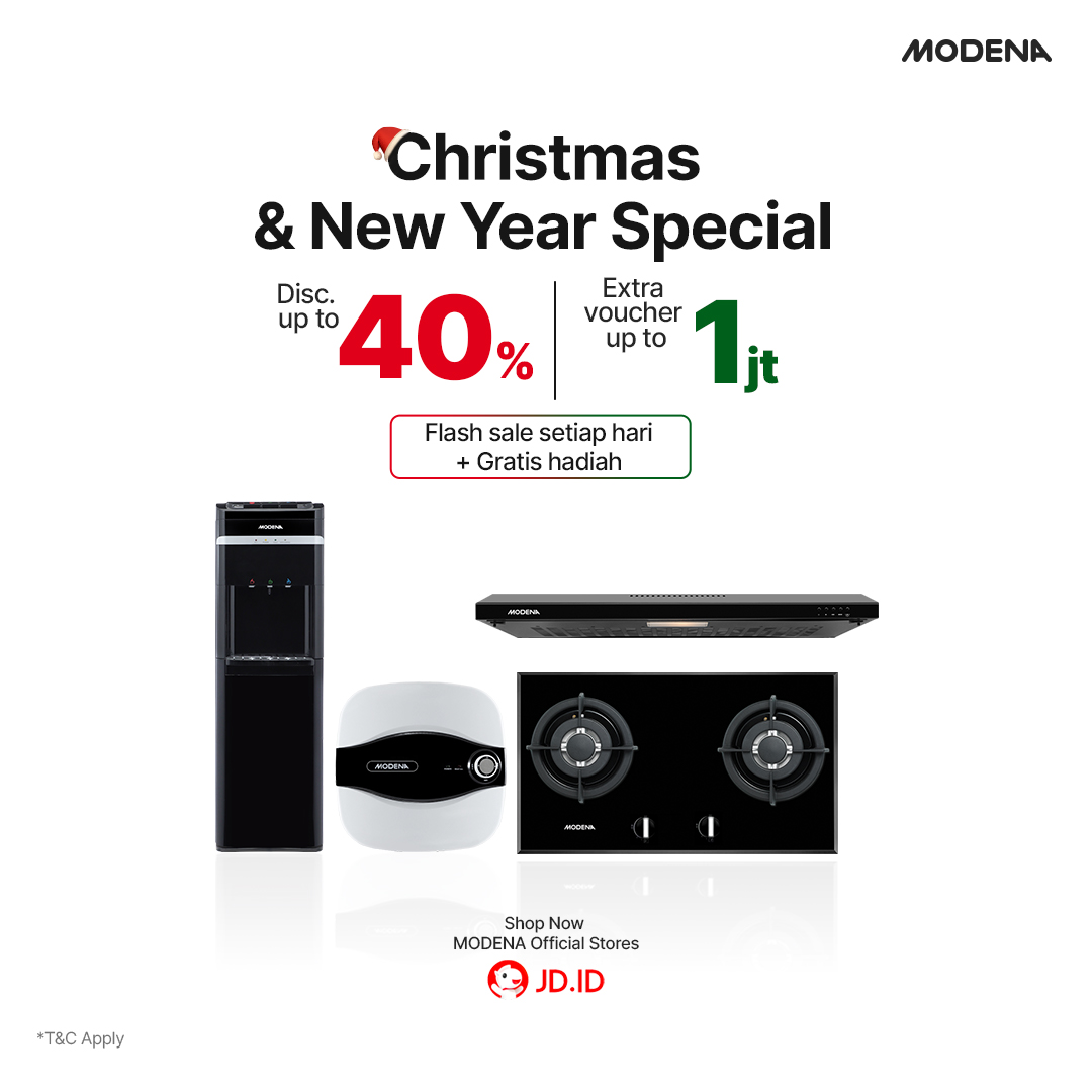 Dapatkan penawaran spesial akhir tahun dari MODENA &amp; JD.id berupa potongan hingga 40%, ekstra potongan 1 juta dan masih banyak penawaran lainnya. 

Segera dapatkan penawarannya dengan klik tautan ini 👉 m.jd.id/.../Mode.../Ap… 👈