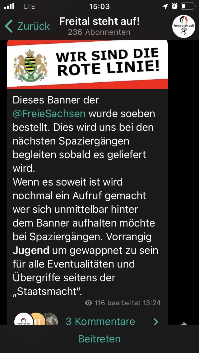 EngelmannLydia's tweet photo. Auch in #Freital wird dazu aufgerufen die „Jugend“ an die Spitze des Protests zu stellen.
Was gemeint ist, ist klar. Man will Kinder auf den Demos um mit Absicht Szenen wie in #sw2612 zu produzieren.
Wer seine Kinder dort mit hin nimmt, macht sie zu Werkzeugen der Rechtsextremen https://t.co/B59EPAqWDE