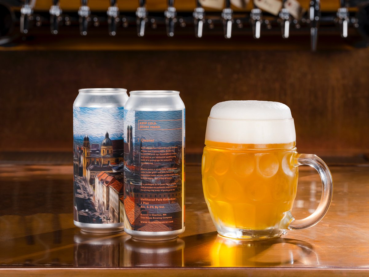 TreeHouseBrewCo's tweet photo. Quaint is a standout from our lager Class of 2021!

An unfiltered pale kellerbier, it pours a mildly hazy straw yellow with notes of hay, earthy noble hops, bready malts, and a hint of lemon.

Fresh out of horizontal stainless this morning, it is not to be missed!

MTC! https://t.co/uwEMPaZLrc