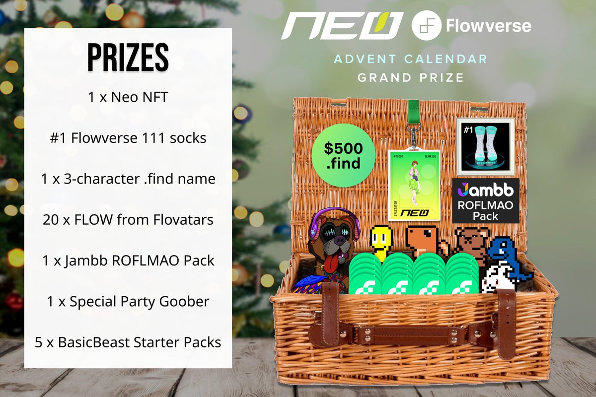 NeoCollectibles's tweet photo. Huge congratulations to @magnumtopshot for winning Day 24 of the Neo Advent Calendar๐
They won a NFT Christmas Hamper worth over $3,000 including prizes from 7 #FLOW projects
They have also won the final spot on the #NeoCharityTree
@flow_blockchain @flowverse_ https://t.co/ft6eMLLwOe