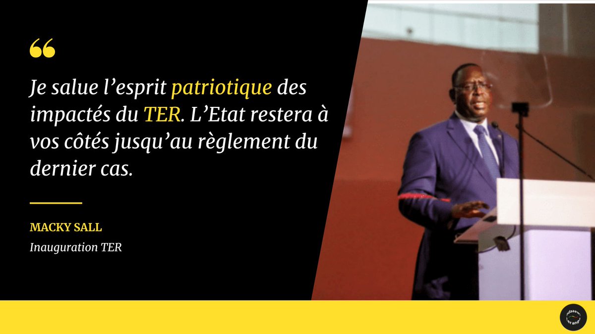 NTerenga's tweet photo. Le chef de l’Etat @Macky_Sall a salué lundi l’esprit patriotique des populations impactées par les travaux du projet gigantesque du Train express régional.

#Kebetu #TER #Senegal #Dakar @MITTD_GouvSN https://t.co/TZAF14UGtv