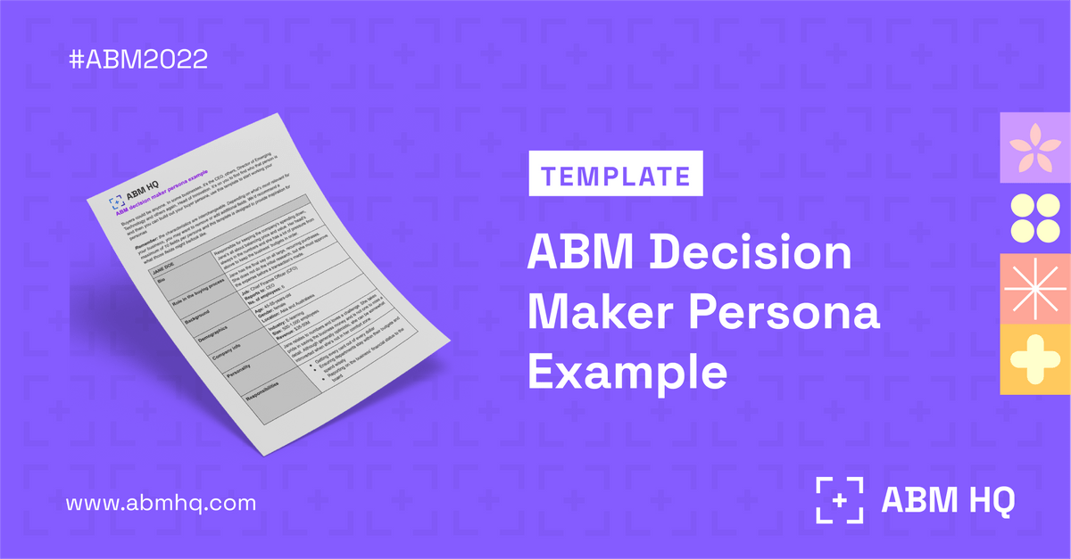 ABMhqOfficial's tweet photo. #ABM begins with a clear understanding of the decision-makers persona. 

It's the foundation for personalized targeting with precision.

Here's a template that helps you do that - https://t.co/Maoz69yDjH 

#accountbased  #productmarketing #techmarketing #marketing #startups https://t.co/x4Y3I6CrQh