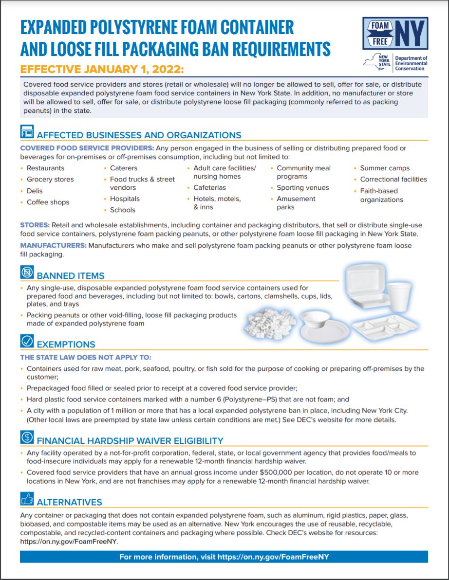 upstream_org's tweet photo. In just a few days, on January 1, #NewYork's #styrofoamban will officially go into effect! 👏🏼 We're excited to see the circular economy progressing on the East Coast. 

Not sure what this means for businesses and manufacturers? Learn more and share: https://t.co/llGys13o0U