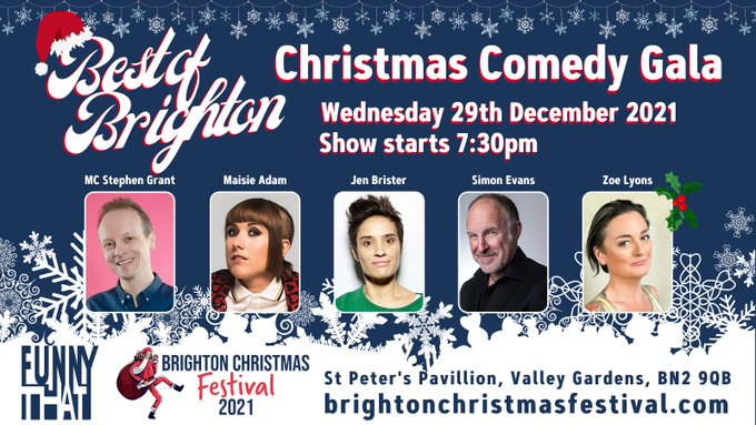 Best of #Brighton Comedy Christmas Gala gets green light! Come out now before everything shuts!
 
Award-winning MC <a href="/stephencgrant/">Stephen Grant</a> hosts the cream of locally born &amp; based comedy stars at <a href="/BNChristmasFest/">Brighton Christmas Festival</a> - feat. @TheSimonEvans <a href="/zoelyons/">Zoe Lyons</a> @JenBrister &amp; more 

bit.ly/ftfestive