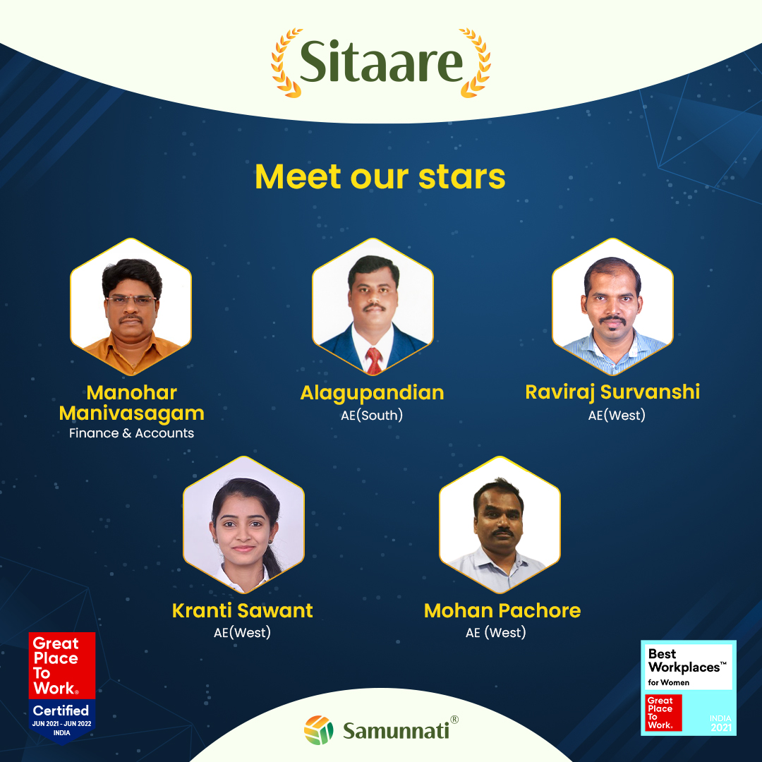 samunnati's tweet photo. Meet our Stars! It gives us immense pleasure to introduce the #SitaareofSamunnati. You inspire us through your commitment to results. May you achieve more success in the near future. Congratulations! 

#Samunnati #lifeatsamunnati #employeerecognition #shrishti2021 #gptwIndia https://t.co/7QWzd94ePK