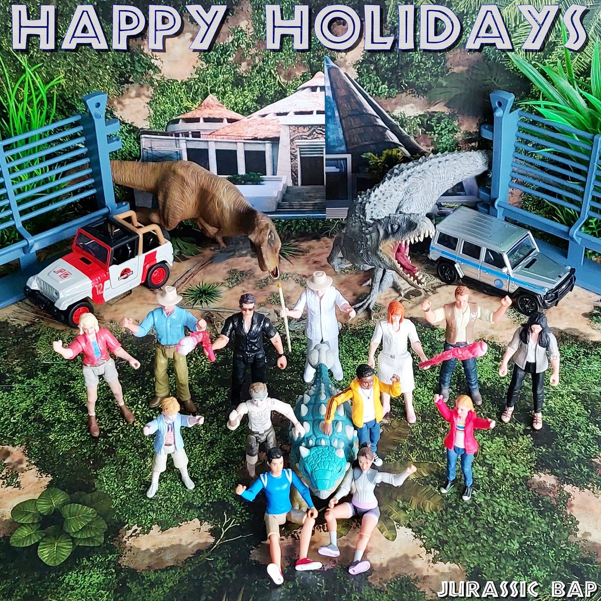 JurassicBap's tweet photo. To all fans of every generations, Happy Holidays! @JurassicWorld @colintrevorrow #JurassicWorld #TheParkIsOpen #CampCretaceous #TheCampIsOpen #JurassicPark #IslaNublar https://t.co/6WdWNnYXte