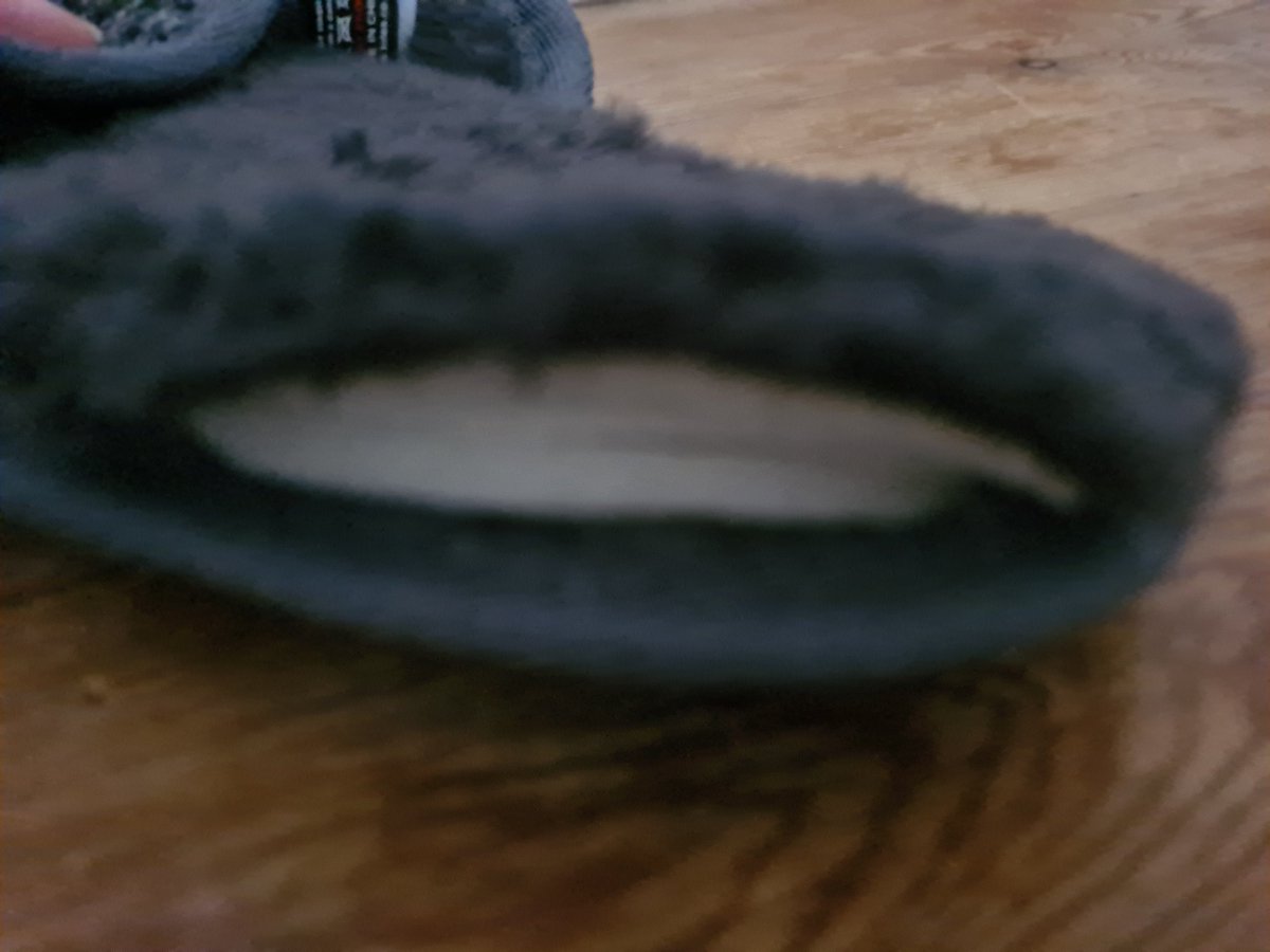 Kate_R86's tweet photo. Bought these slippers for my husband for Christmas - £22 - he's worn them once 😭 @sainsburys not your usual quality https://t.co/MXTCogcxdf