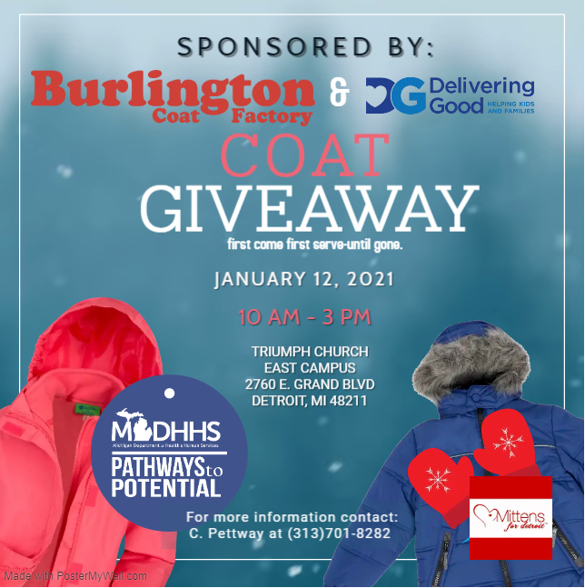 DetroitFamilies's tweet photo. Coat Giveaway #coats4kids
--- 
January 12th on Detroit's east side. https://t.co/BMQggiXTU4