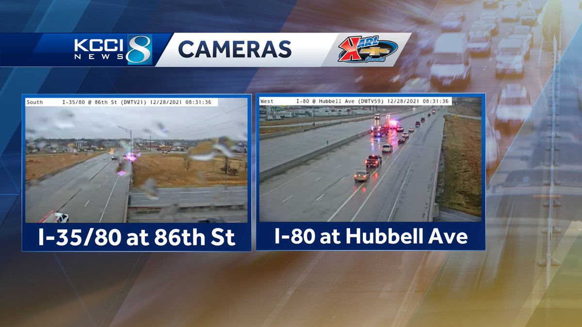 JSydejkoKCCI's tweet photo. Crashes reported near 86th on I-35/80 and I-80 at Hubbell Ave. TAKE IT SLOW this morning! Roads are slick.
#iawx #iowa #iadot #dot #roadconditions https://t.co/6PbsI938a1