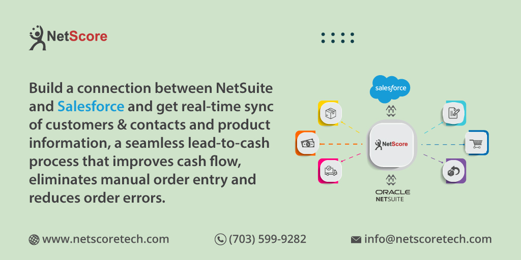 NetScoreTech's tweet image. Connect #NetSuite with #Salesforce for real-time synchronization of customers, contacts, and product information.
Visit here more info: bit.ly/32FkmZA

#Salesforeconnector #salesforcetracking #CRM  #NetSuitesalesforceconnector  #NetScore  #NetScoretechnologies