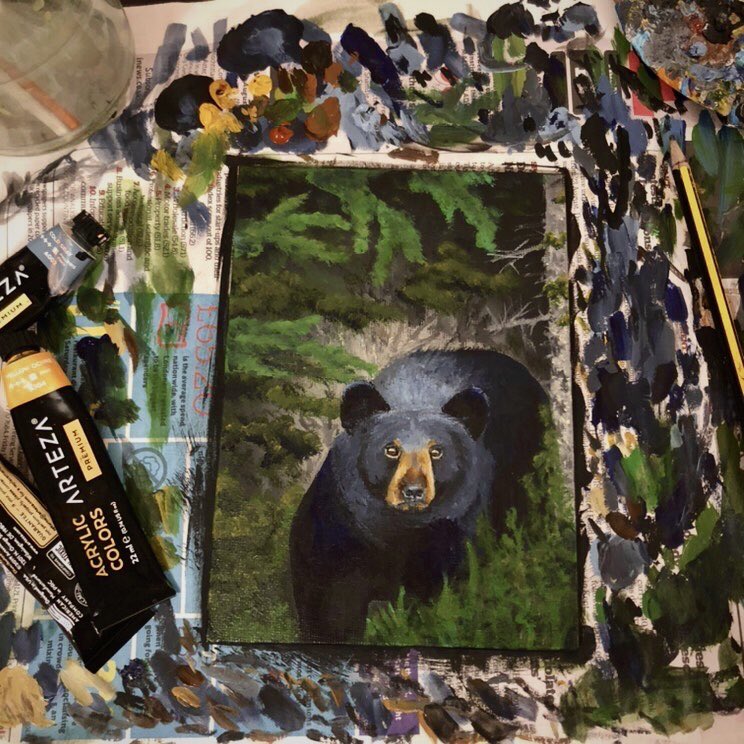 WildlifeCp's tweet photo. I used one of my tiny canvas boards to paint this black bear and I’m really happy with the results!! 🐻

Paints: @artezaofficial 

🌿
#art https://t.co/Vl0rjJnk4N