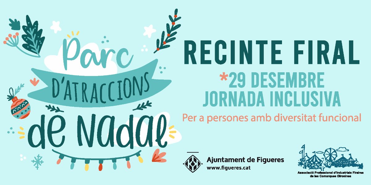 ajfigueres's tweet photo. 👉Demà, 29 de desembre el parc d'atraccions de Nadal celebrarà una jornada inclusiva per a persones amb discapacitat

👩🏼‍🦼🚶🏾👩🏻‍🦯L'espai s'ha habilitat per a respectar les sensibilitats sensorials i les atraccions s'han adequat a les diverses necessitats https://t.co/CG4BJ3Jhu1