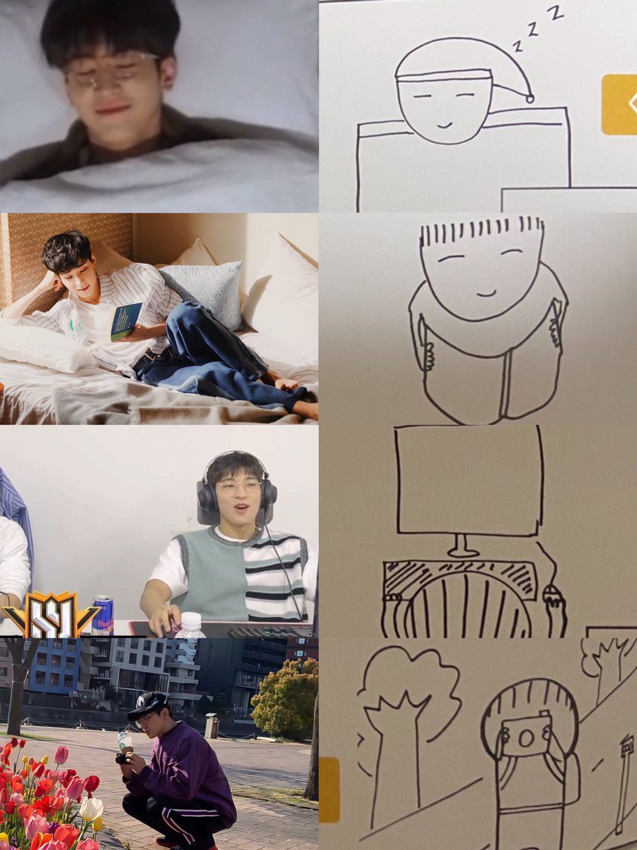 how wonwoo spends his day off drawn by wonwoo 🐱❤️