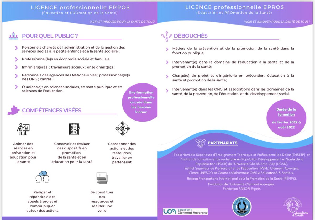 EERKL3's tweet photo. Appel A CANDIDATURES

L’ENSETP lance un appel à candidatures pour la Licence professionnelle en Éducation pour la Santé et en Promotion de la Santé #EPROS

👉🏻Cliquez sur ce lien 
https://t.co/0uNlOKRrkS… https://t.co/yLpNcxC5vU

#ENSPT
#EPROS
#Ucad

"Saloum Saloum Saa Su Ne" https://t.co/fKw1CEvXTq