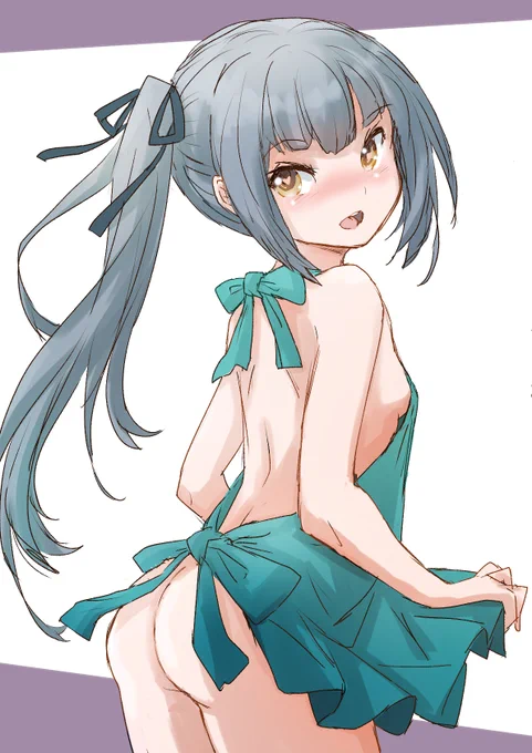 エプロンで家庭的な霞ちゃん描きました
ご機嫌モードです 