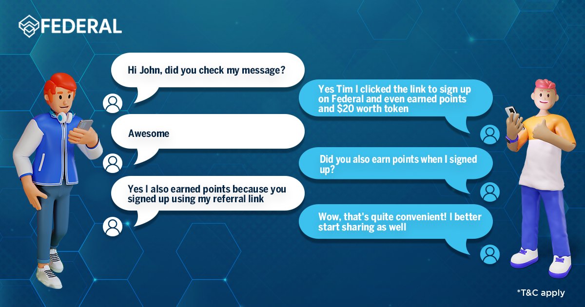 FDRL_Money's tweet photo. The larger the network, the greater the rewards on #Federal🚀 Earn Federal tokens by increasing⬆️ your network through #referrals, just like John. You earn rewards💰for all signups happening on your network.
Join now👇
Android: https://t.co/6nIipRj3u3
iOS: https://t.co/SpFbiA2q9c https://t.co/5FTTQ0DSD9