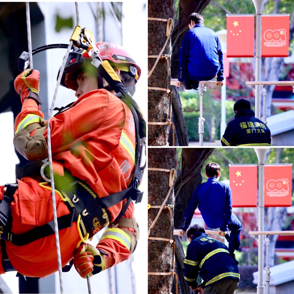 VinZhangGlobal's tweet photo. #ZhangBinbin trains as a firefighter for tentatively named reality show #UnstoppableBlue https://t.co/NxpCLBJfDb