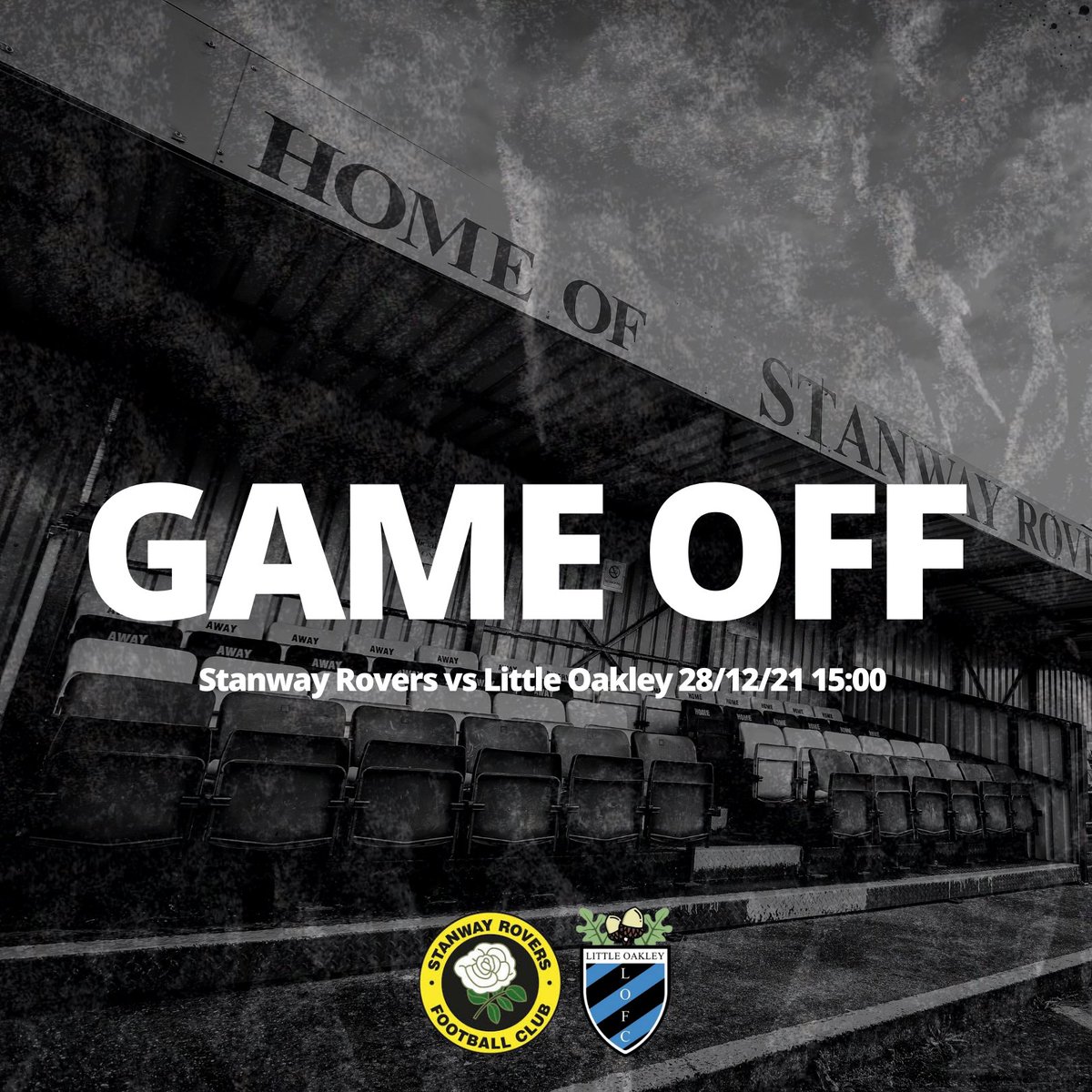 StanwayRovers's tweet photo. MATCH UPDATE 📣 | Unfortunately due to current conditions and following a pitch inspection, this afternoons match against @LittleOakleyFC is OFF 🌧

The Clubhouse Bar will still be open 🍻

#StanwayRovers @EssexSenior https://t.co/KolRPpEoEa