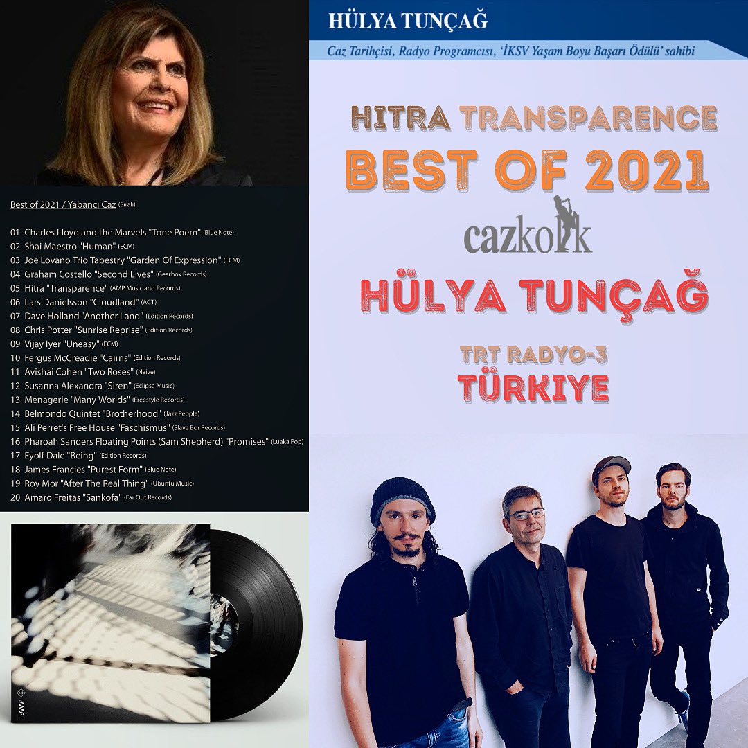 hitramusic's tweet photo. It will be soon the end of this very particular intense year 🌙 and we are extremely delighted to see #Transparence featured as one of the best albums of 2021 ☀️ by Turkish journalist #hülyatunçağ (teşekkür ederim!) 🙏🏼 
.
Thank you so much @Cazkolik for this beautiful gift ✨ https://t.co/PSMQAdcSWL