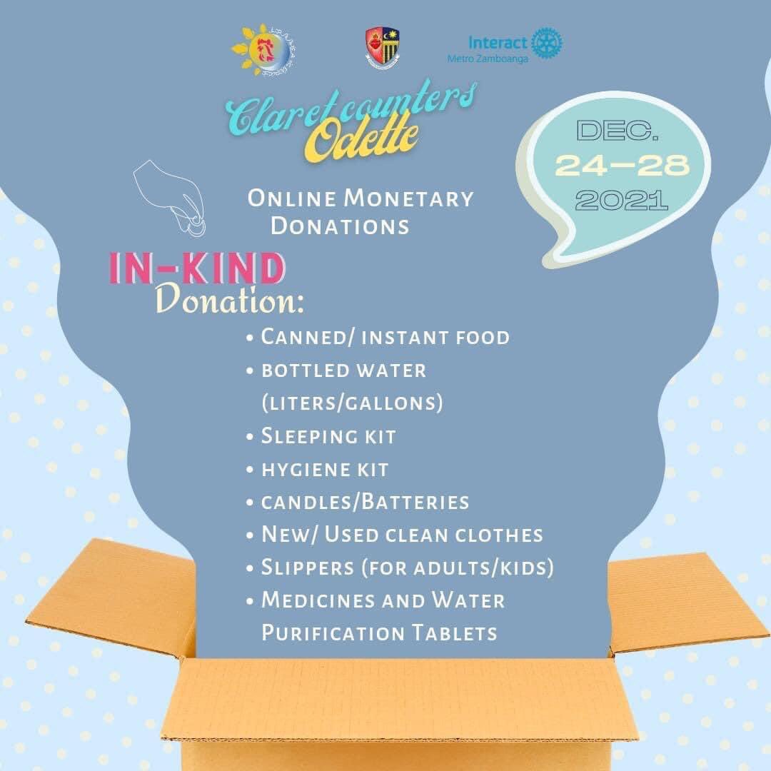 ClaretSHS's tweet photo. #ClaretCountersOdette ‼️
A FUNDRAISING AND DONATION DRIVE FOR TYPHOON ODETTE VICTIMS

Our kababayans are in need of urgent help and relief as the recent landfall of typhoon Odette caused destruction on the lives, jobs, and homes of Filipinos residing in some parts of Visayas and https://t.co/L5z6gBCv81