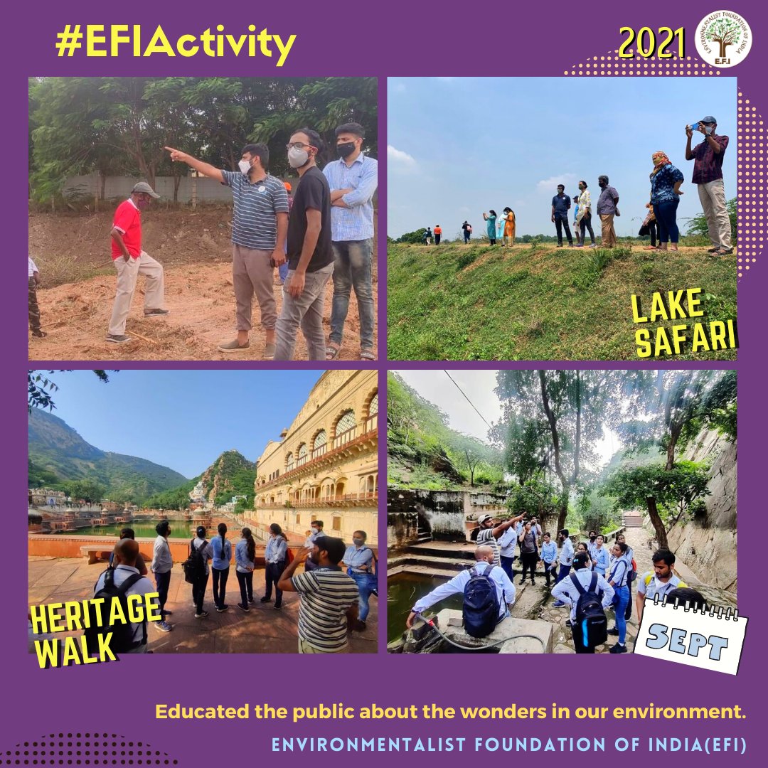 EFIVolunteer's tweet image. #September2021 of E.F.I | A month to remember!

From the Moosi Rani Sagar at Alwar to the lakes of Coimbatore, our September was quite memorable!

#EFI #2021Countdown #Rewind2021