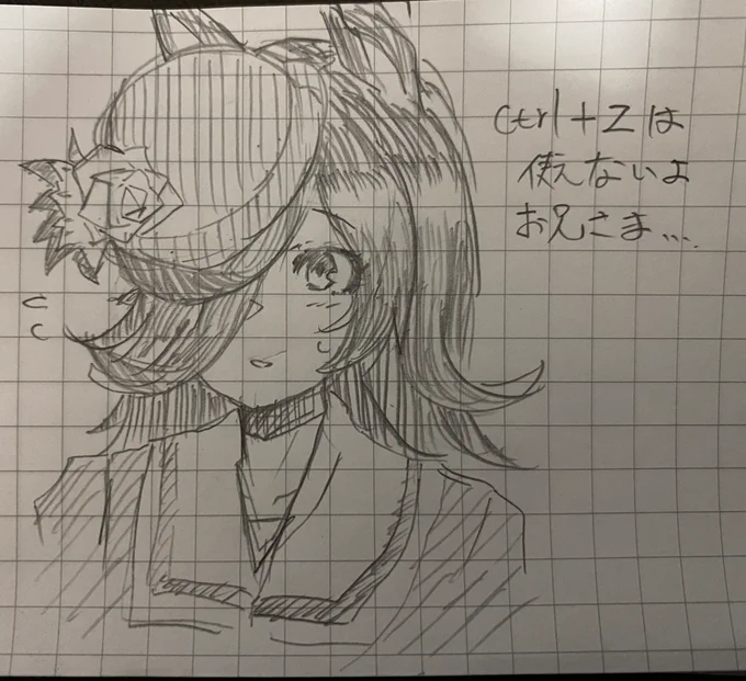 何か描かないと暇なので五兆年ぶりにアナログで描いたライスシャワー
「ctrl+Zは使えないよお兄さま…」 