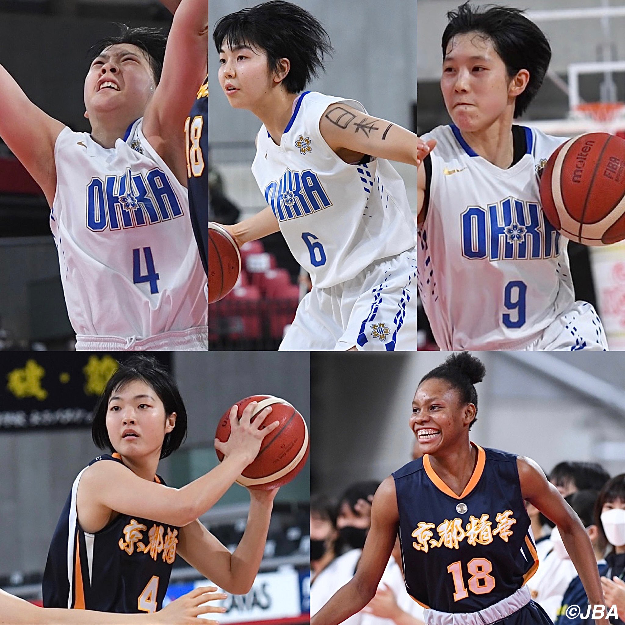 J Basket Softbankウインターカップ 21 大会女子ベスト5 朝比奈あずさ 桜花学園 4 平下結貴 桜花学園 6 横山智那美 桜花学園 9 瀬川心暖 京都精華学園 イゾジェウチェ 京都精華学園 18 ウィンターカップ 高校バスケ T Co Zzdcu09vru