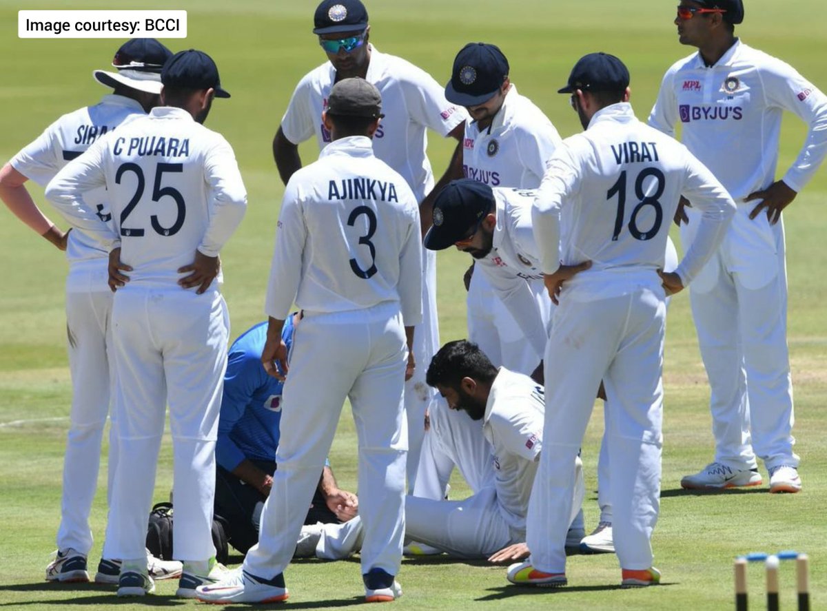 mipaltan's tweet photo. 🚨 Jasprit Bumrah has suffered a right ankle sprain and the Indian medical team is monitoring him at the moment.

Wishing Boom a speedy recovery 🤞💙

#OneFamily #SAvIND @Jaspritbumrah93 @BCCI https://t.co/GzgJZWgdoG