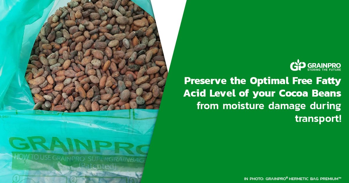 grainproinc's tweet photo. #CocoaBeans go rancid due to high levels of #FreeFattyAcids (FFA). The more moisture the beans absorb, the higher the FFA levels become, resulting in loss of quality + profitability. Protect #cocoa beans in #ShippingContainers via #HermeticLiners!
Visit: https://t.co/As6AiCvYhi https://t.co/qSJOH9tQkk