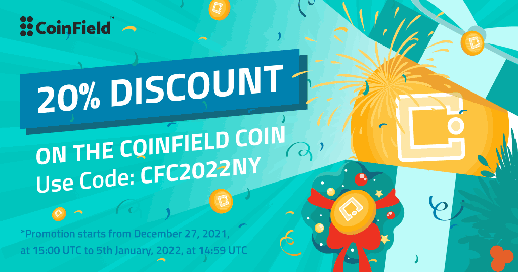 CoinFieldEX's tweet photo. Moving into 2022, we want you to be a part of our efforts to create good. Adopt the CoinField Coin, an exchange coin that is designed to grow &amp; help in enhancing food security. 
✨Get a 20% Discount with code: CFC2022NY✨
📣 Retweet, tag friends. Get a chance to earn 500 $CFC! https://t.co/sYqYCYMnuV