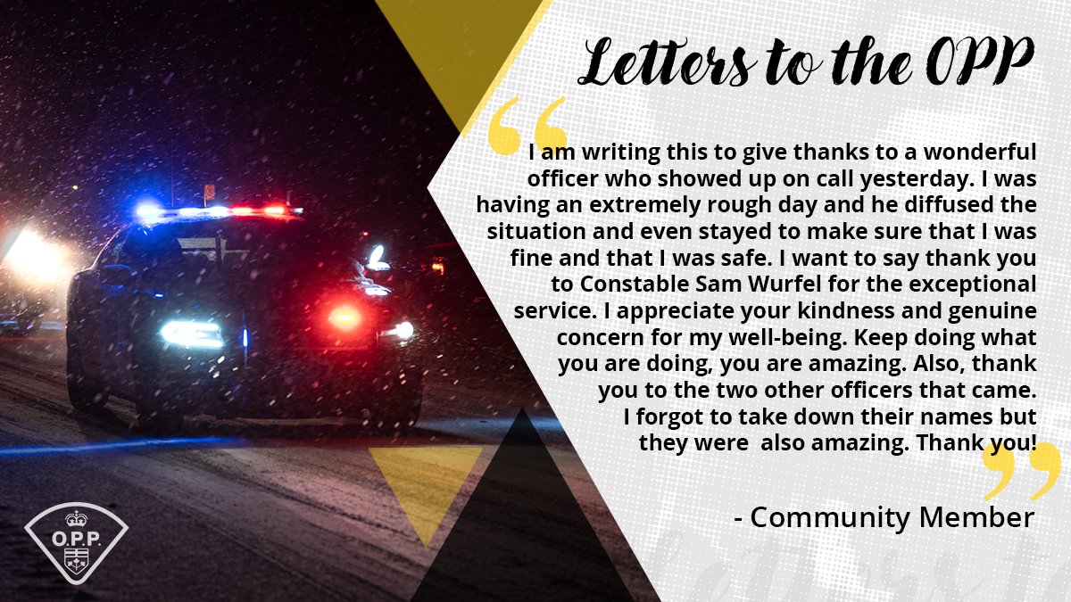 OPPCommissioner's tweet photo. A letter of gratitude to an #OPP officer who provided support and assistance to a community member in their time of need. #ThankYou https://t.co/Vth1XNMe7W