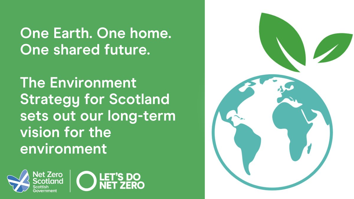 ScotGovNetZero's tweet photo. The Environment Strategy for Scotland sets out our 2045 vision for restoring Scotland’s environment and tackling the global climate and nature crises – helping to secure the wellbeing of our people and planet for generations to come. 🌍🏴

➡️https://t.co/WAEbIZtSz1 https://t.co/jDuUWbLfYl