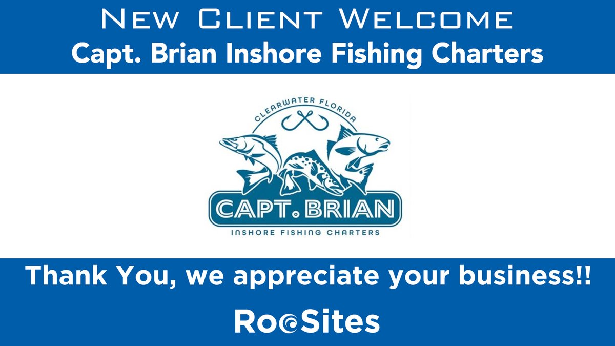 roosites's tweet image. 🐠 New Client Welcome: Captain Brian Caudill Inshore Fishing Charters of Clearwater Florida.
#SMB #SmallBusiness #SmallBusinessWebDesign #WebDesigner #WebsiteManagement
#RooSites Locations 📍 
#Massachusetts: #Boston #Foxboro
#Florida: #DunedinFL #DowntownDunedin #CityofDunedin