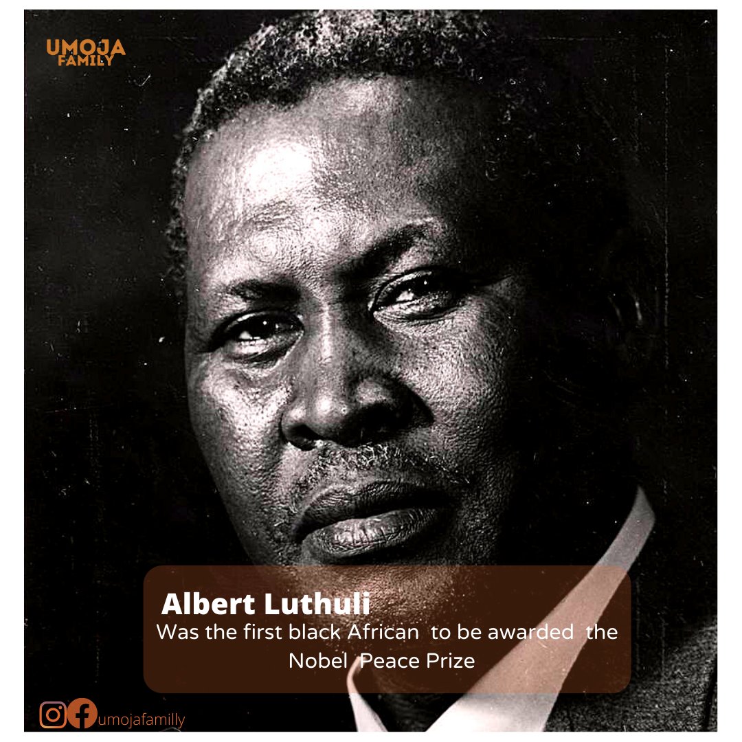 Albert John Luthuli (very often spelt Lutuli;[1] c. 1898 – 21 July 1967), also known by his Zulu name Mvumbi (English: continuous rain),[2] was a South African teacher, activist, Nobel Peace Prize winner, and politician. In 1952,
#Africanhero #African #afro 
#NobelPeacePrize