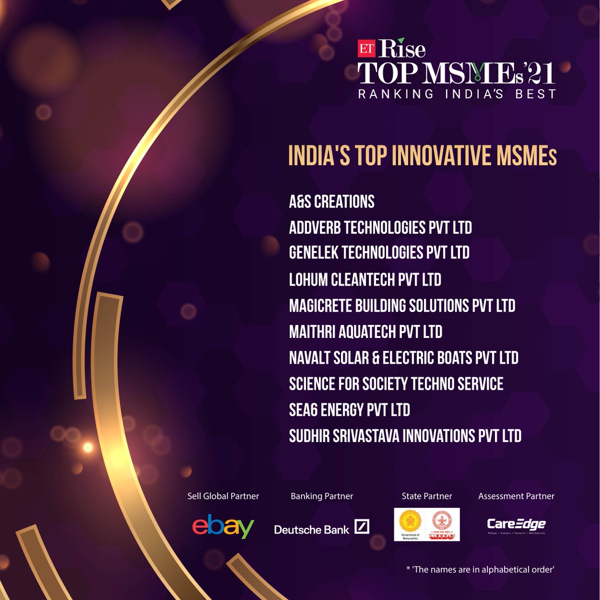 ET_RISE's tweet photo. Here is the list of India’s Top Innovative MSMEs: @Addverb_Tech @GenelekT @lohum @MagicreteAAC @NavaltBoats @S4sTechnologies @Sea6Energy @SSInnovations_ #ASCreations 

 Congratulations! 

#TopMSMEsRanking https://t.co/2sJIWlUiws